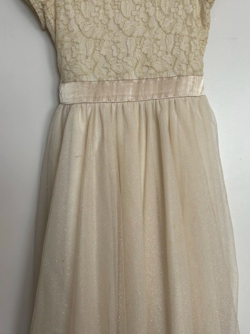 Speechless Champagne Lace Bodice Tulle Dress